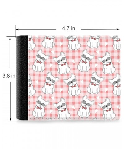 Unique Desige Pattern - Cute Dogs and Love Heart on Tartan, Slim Front Pocket Wallet Billfold RFID Blocking $8.54 Wallets