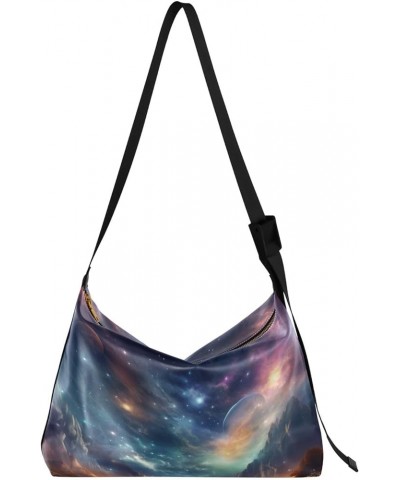 Magical Dreamy Mermaid Leather Crossbody Shoulder Bag, CrossBody Shoulder Bag for Men, Adjustment for Leather Tote Bag Nebula...