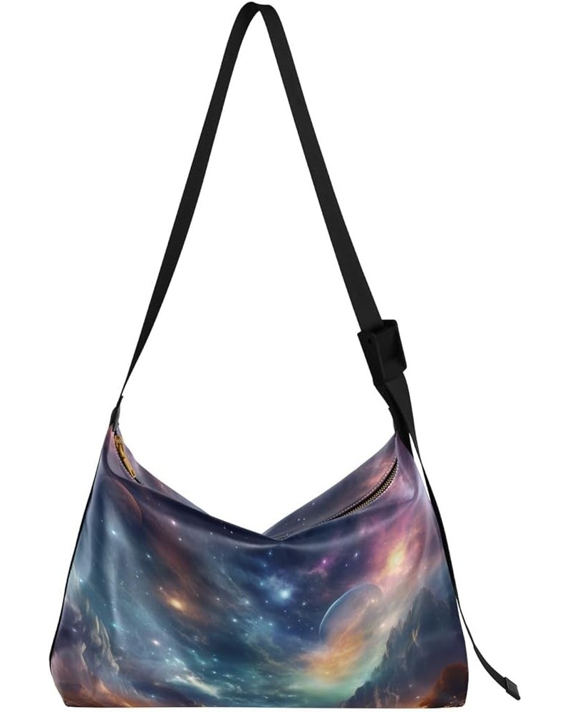 Magical Dreamy Mermaid Leather Crossbody Shoulder Bag, CrossBody Shoulder Bag for Men, Adjustment for Leather Tote Bag Nebula...