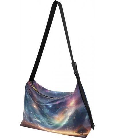 Magical Dreamy Mermaid Leather Crossbody Shoulder Bag, CrossBody Shoulder Bag for Men, Adjustment for Leather Tote Bag Nebula...