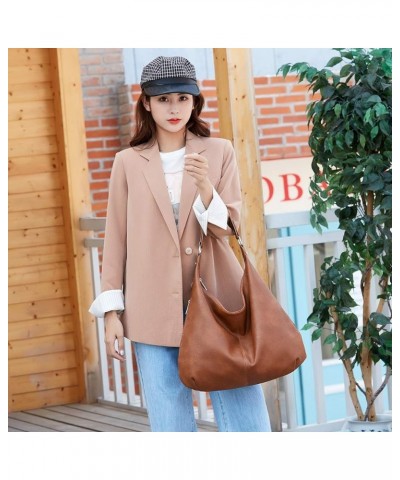 Women's Retro Soft PU Leather Large Capacity Single Shoulder Bag Handbag Brown $16.64 Shoulder Bags