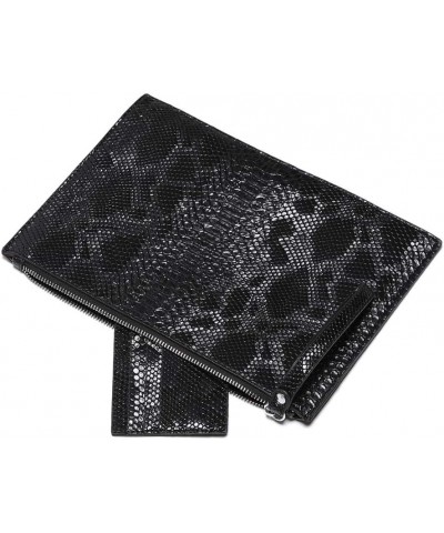 Women Clutches Fashion Snakeskin PU Leather Party Envelope Purse Bag with Hand Strap Black $14.40 Clutches