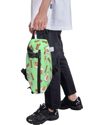 Crossbody Sling Backpack Kawaii-Green-Eggs-Bacon Travel Hiking Chest Daypack One Strap Shoulder Bag $19.29 Crossbody Bags