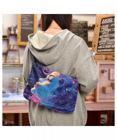 Women Shoulder Bag Cosmic Goddess Fantasy Enchantress Night Ladies Tote Bag Plush Underarm Bag Furry Handbag $11.75 Totes