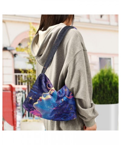 Women Shoulder Bag Cosmic Goddess Fantasy Enchantress Night Ladies Tote Bag Plush Underarm Bag Furry Handbag $11.75 Totes