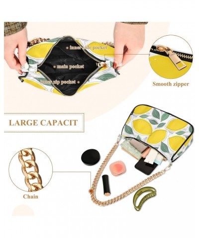 Fresh Lemons Fashion Quilted Crossbody Bag for Women Shoulder Evening Purse with Gold Chain & Smooth Zipper Tote Handbag for ...