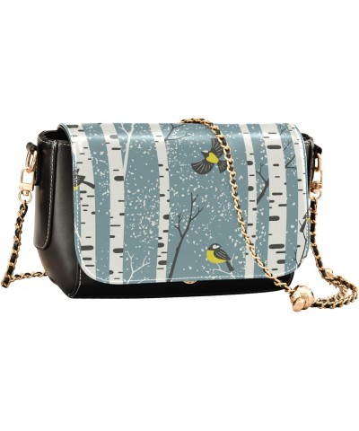 Crossbody Bags Winter Trees and Birds PU Leather Shoulder Bag Clutch Small Handbags $16.40 Crossbody Bags