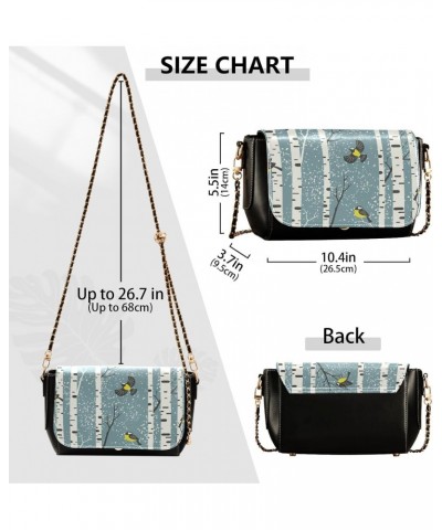 Crossbody Bags Winter Trees and Birds PU Leather Shoulder Bag Clutch Small Handbags $16.40 Crossbody Bags