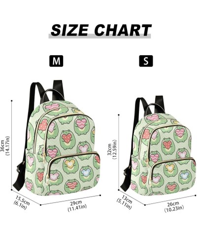 Cute Frog Heart Mini Backpack Purse for Women, Green Cartoon Travel Backpack Fashion Backpack Handbag Shoulder Bag Small Casu...