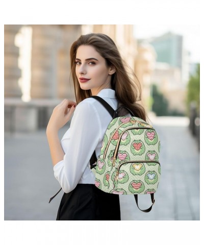 Cute Frog Heart Mini Backpack Purse for Women, Green Cartoon Travel Backpack Fashion Backpack Handbag Shoulder Bag Small Casu...