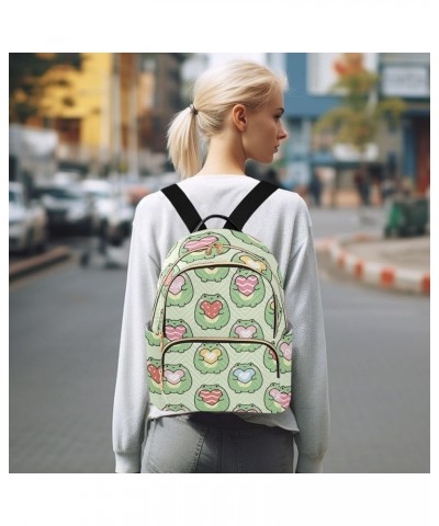 Cute Frog Heart Mini Backpack Purse for Women, Green Cartoon Travel Backpack Fashion Backpack Handbag Shoulder Bag Small Casu...