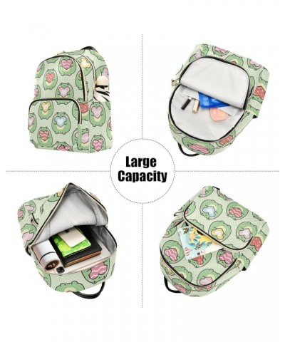 Cute Frog Heart Mini Backpack Purse for Women, Green Cartoon Travel Backpack Fashion Backpack Handbag Shoulder Bag Small Casu...