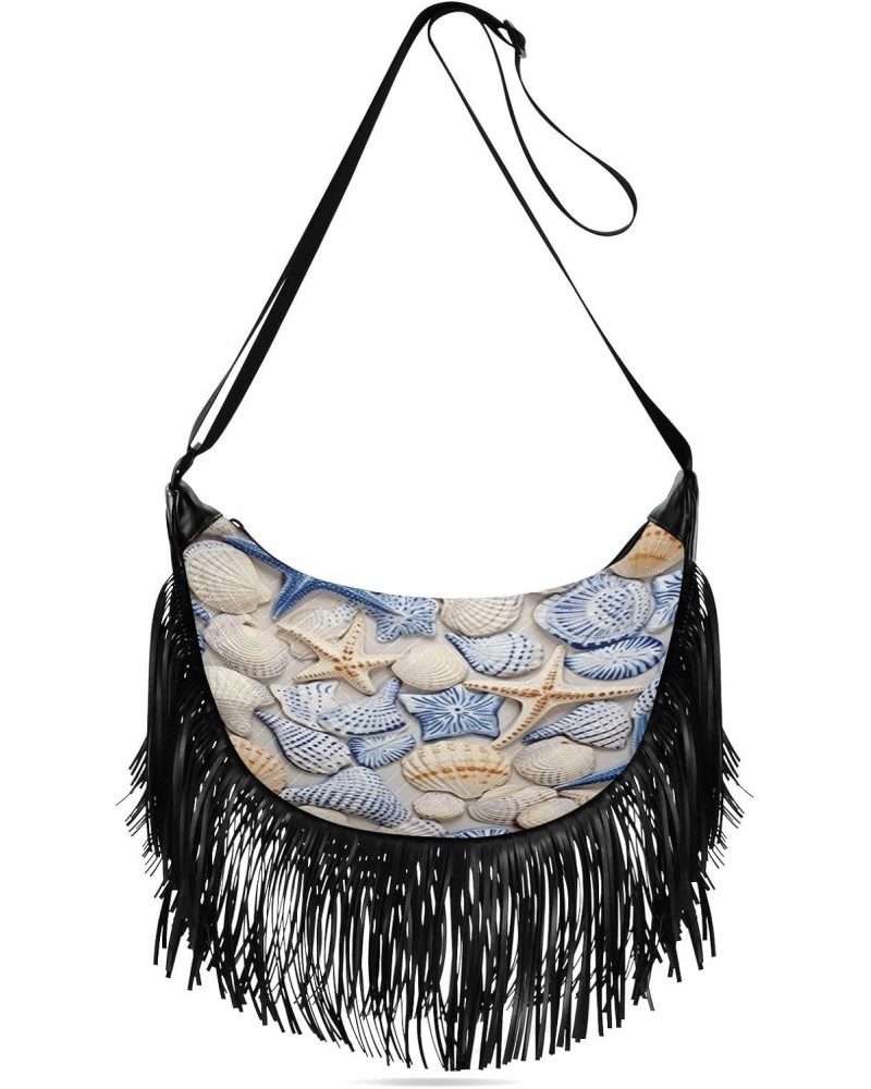 Women's Fringe Crossbody Tassel Purse Starfishs Hobo Shoulder Bags Crossbody Handbag with Adjustable Shoulder Straps $12.15 C...