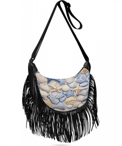 Women's Fringe Crossbody Tassel Purse Starfishs Hobo Shoulder Bags Crossbody Handbag with Adjustable Shoulder Straps $12.15 C...