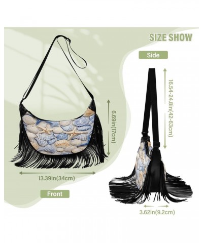 Women's Fringe Crossbody Tassel Purse Starfishs Hobo Shoulder Bags Crossbody Handbag with Adjustable Shoulder Straps $12.15 C...