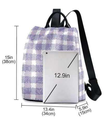 Purple Lattice Travel Backpack Purse for Women Multipurpose Design Ladies Fashion Bag with Pompom $21.19 Backpacks