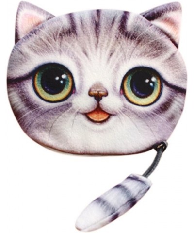 Cute Purse Tail Women Purse Girls Change Cat Print Bag Wallet 3D Plush Bag Women's Wallets Large (Grey, One Size) Gray One Si...