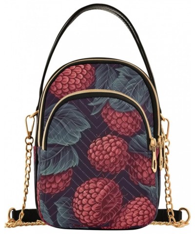 Women Crossbody Sling Bags Raspberry Vintage Print, Compact Fashion Handbags Purse with Chain Strap Top handle for Evening Pa...