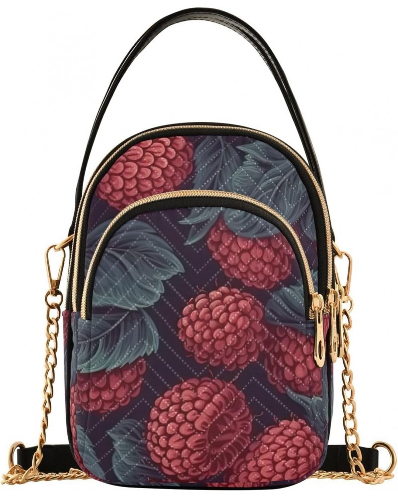 Women Crossbody Sling Bags Raspberry Vintage Print, Compact Fashion Handbags Purse with Chain Strap Top handle for Evening Pa...