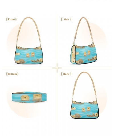 Otters Animals in Water Shoulder Bags for Women Small Handbags Mini Clutch Purse $14.40 Shoulder Bags