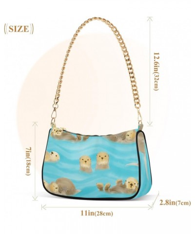 Otters Animals in Water Shoulder Bags for Women Small Handbags Mini Clutch Purse $14.40 Shoulder Bags