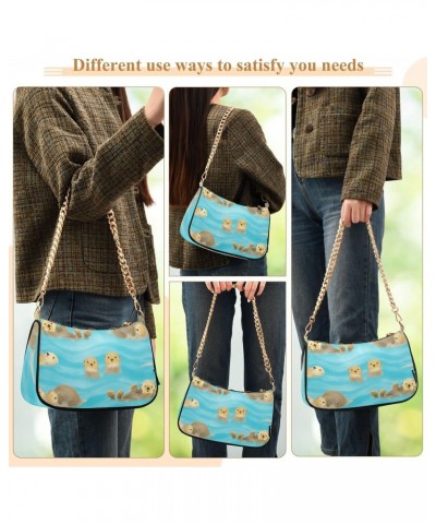 Otters Animals in Water Shoulder Bags for Women Small Handbags Mini Clutch Purse $14.40 Shoulder Bags