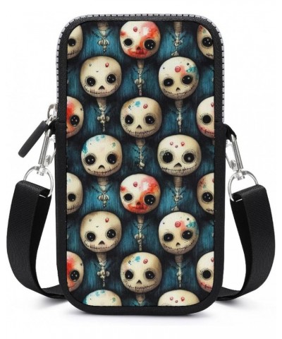 Cell Phone Gym Multipurpose Purse - Passport, Credit Card Adjustable Shoulder Strap, Holder Cool Funny Goth Skulls Art Wristl...