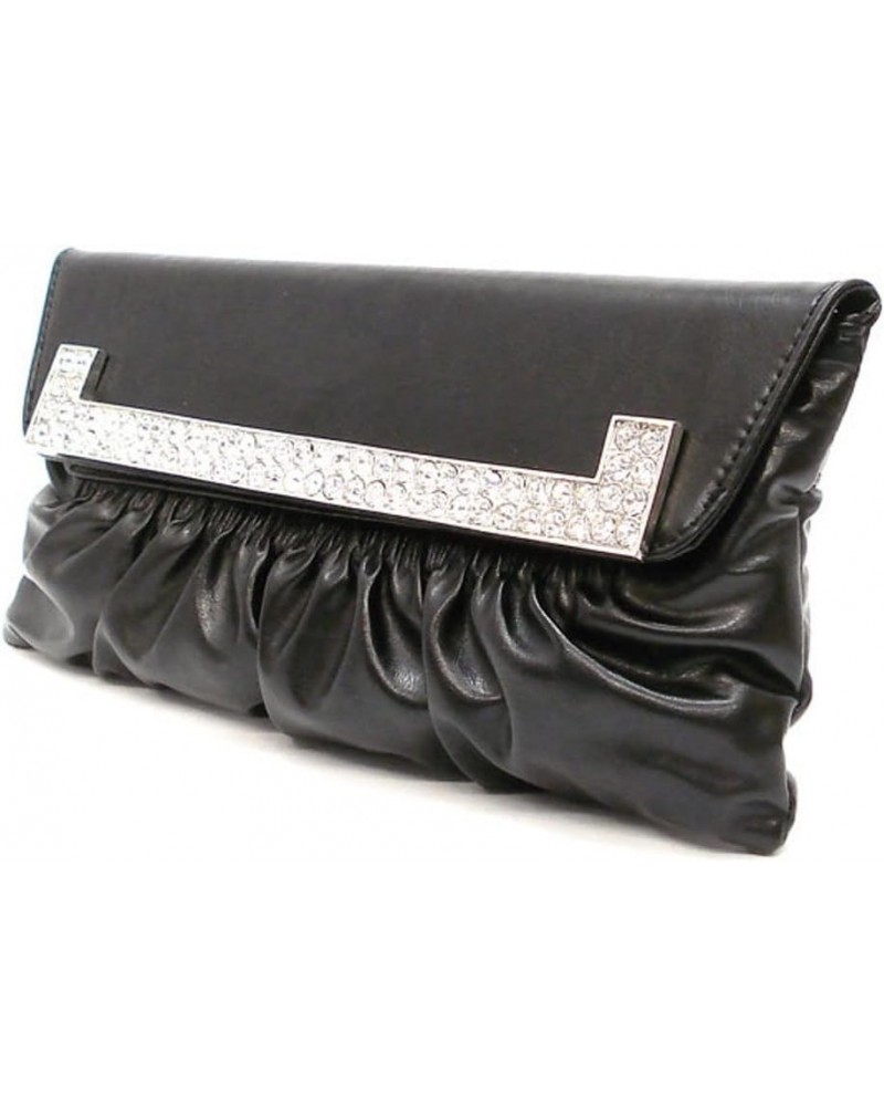 Bling Bridal Purple Ruffles Evening Party Bag Handbag wallet Purse rhinestones Black $20.02 Evening Bags