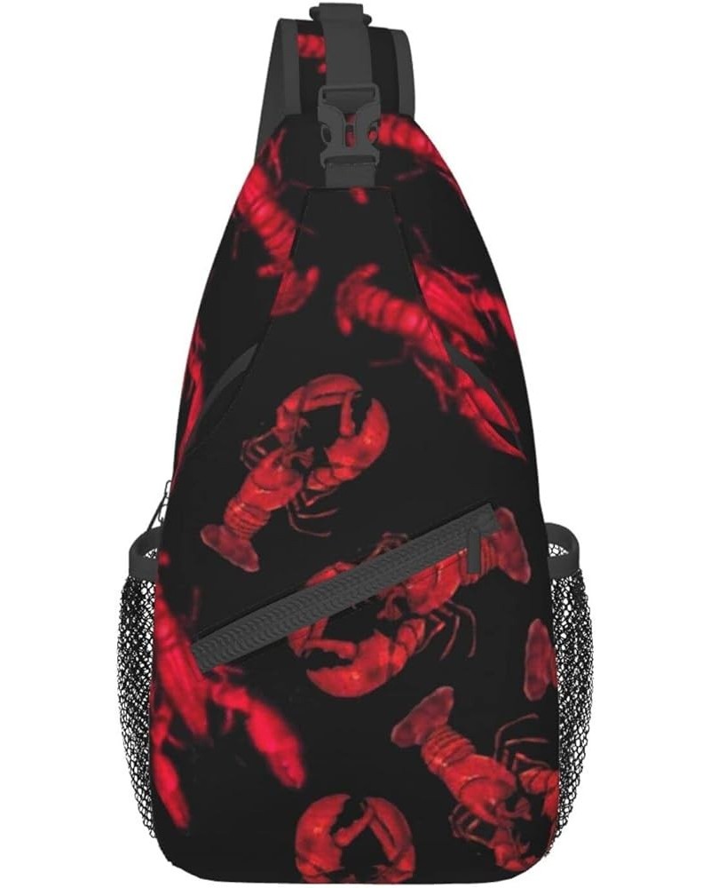 Moose Shoulder Backpack, Chest Bag Large Capacity Men'S Women'S Satchel Crossbody Bag Shoulder Bag Red Lobster One Size $14.0...