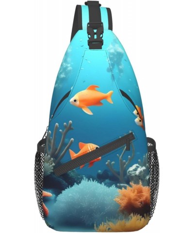 Coral Fish Underwater Crossbody Bag, &*Men'S And Women'S Chest Crossbody Bag, Zipper Closure, Strap Length Adjustable $14.71 ...