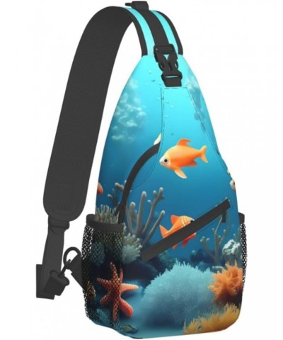 Coral Fish Underwater Crossbody Bag, &*Men'S And Women'S Chest Crossbody Bag, Zipper Closure, Strap Length Adjustable $14.71 ...