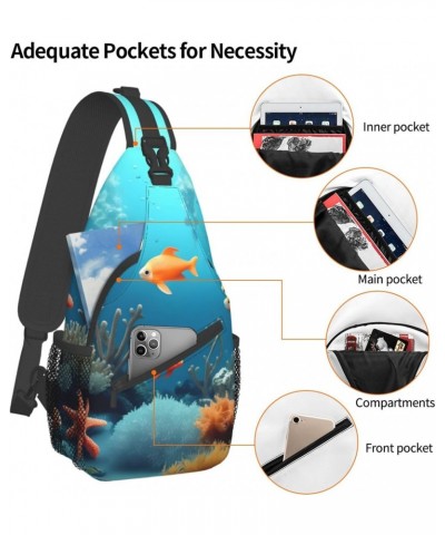 Coral Fish Underwater Crossbody Bag, &*Men'S And Women'S Chest Crossbody Bag, Zipper Closure, Strap Length Adjustable $14.71 ...