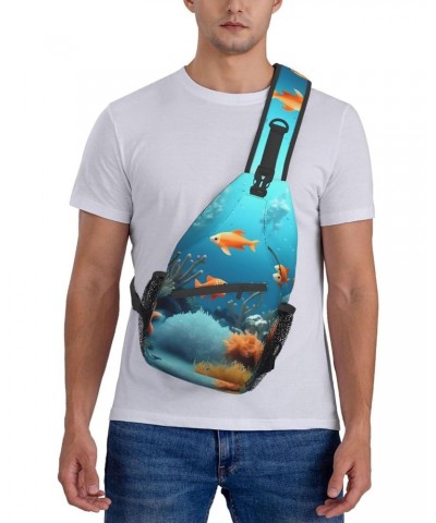 Coral Fish Underwater Crossbody Bag, &*Men'S And Women'S Chest Crossbody Bag, Zipper Closure, Strap Length Adjustable $14.71 ...