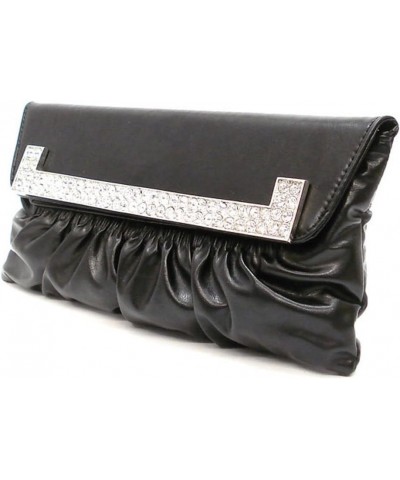 Bling Bridal Purple Ruffles Evening Party Bag Handbag wallet Purse rhinestones Black $20.02 Evening Bags