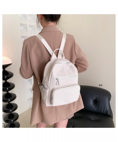 Small Fashion Backpack for Women Cute Female Trendy PU Backpack Solid Color Casual Daily Backpack Travel Backpack (Khaki) Whi...