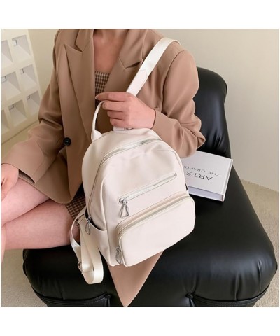 Small Fashion Backpack for Women Cute Female Trendy PU Backpack Solid Color Casual Daily Backpack Travel Backpack (Khaki) Whi...