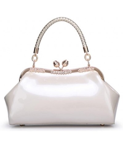 Purse Tote Glossy Satchel for Women Patent Leather Wedding Top Handle Shoulder Bag Clutch White $15.99 Totes