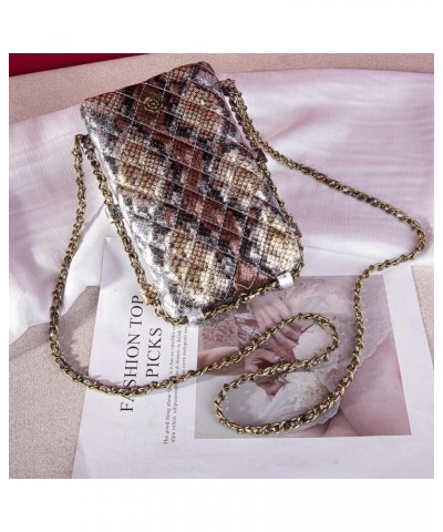 Small Crossbody Cell Phone Purse for Women Soft Chain Quilted Cellphone Wallet Bag B1 Serpentine Pewter $9.24 Crossbody Bags