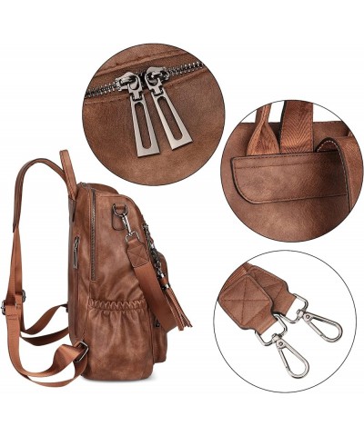 Travel Backpack Purse for Women Vegan Leather Ladies Fashion Shoulder Bag Convertible 0243 Large Brown $19.50 Backpacks