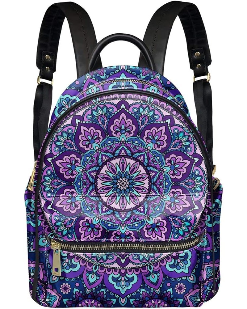 Womens Girls Large Backpack PU Leather Light Sports Travel Daypack Dragonfly Design Rucksacks for Travel Mandala $23.51 Backp...