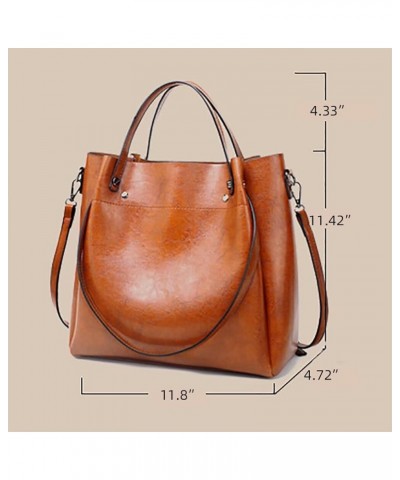 Vegan Leather Purses and Handbag for Women Tote Handbag Large Crossbody Handbag Retro Hobo Bag Top Handle Shoulder Bag Brown ...