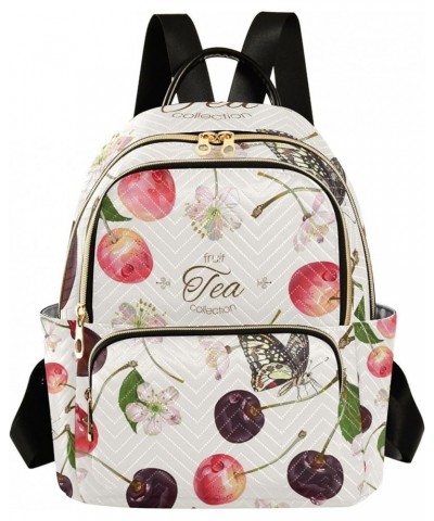 Cherry Fruits Butterfly Backpack for Women Shoulder Bag Lightweight Mini Backpack Casual Daypack Back Pack Mini(10.23'' x 5.1...