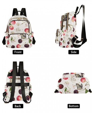 Cherry Fruits Butterfly Backpack for Women Shoulder Bag Lightweight Mini Backpack Casual Daypack Back Pack Mini(10.23'' x 5.1...