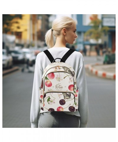 Cherry Fruits Butterfly Backpack for Women Shoulder Bag Lightweight Mini Backpack Casual Daypack Back Pack Mini(10.23'' x 5.1...