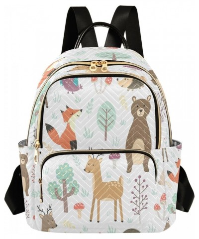 Fashion Backpack Mini Backpack Purse Casual Daily Backpack Fox and Bear in Forest for Travel for College Work Small $21.23 Ba...