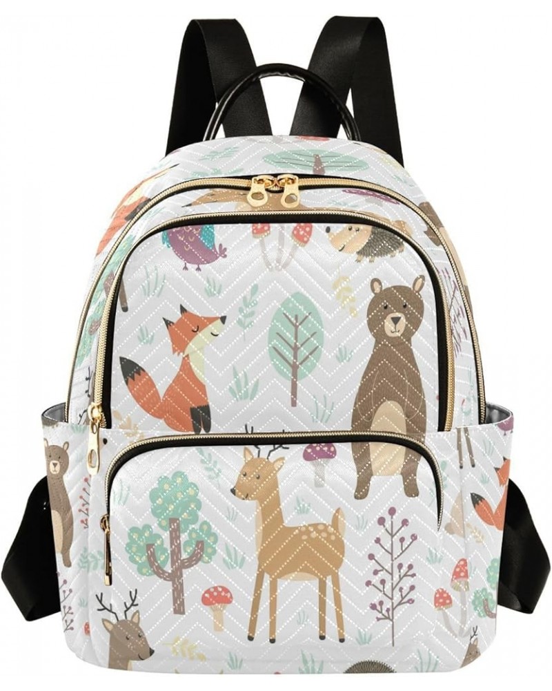 Fashion Backpack Mini Backpack Purse Casual Daily Backpack Fox and Bear in Forest for Travel for College Work Small $21.23 Ba...