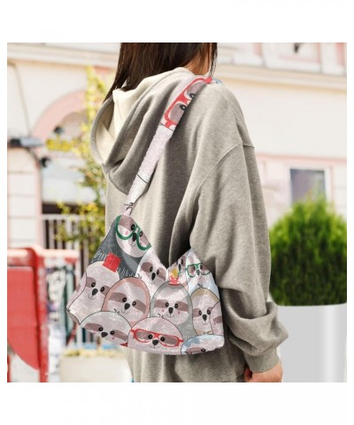 Funny Lovely Sloth Shoulder Tote Bags for Women Furry Crossbody bag Hobo Handbag Purses for Travel College Work $8.40 Totes