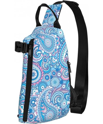 Cow Brown Sling Bags For Men And Women, Chest Bag Crossbody Sling Daypack For Hiking Bike Travel Blue Floral $11.87 Backpacks