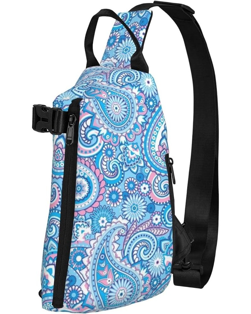 Cow Brown Sling Bags For Men And Women, Chest Bag Crossbody Sling Daypack For Hiking Bike Travel Blue Floral $11.87 Backpacks