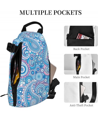 Cow Brown Sling Bags For Men And Women, Chest Bag Crossbody Sling Daypack For Hiking Bike Travel Blue Floral $11.87 Backpacks